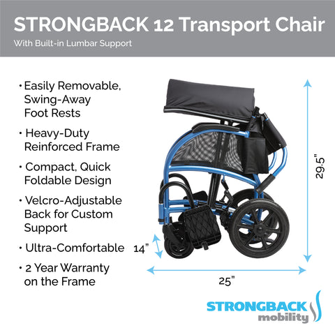 STRONGBACK Excursion : 12 Transport Wheelchair