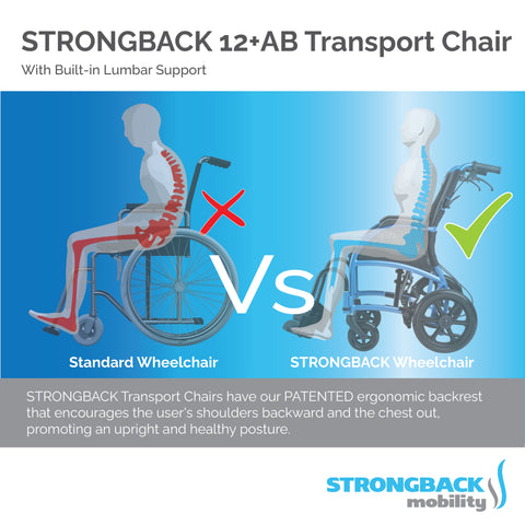 STRONGBACK Excursion : 12+AB Transport Wheelchair