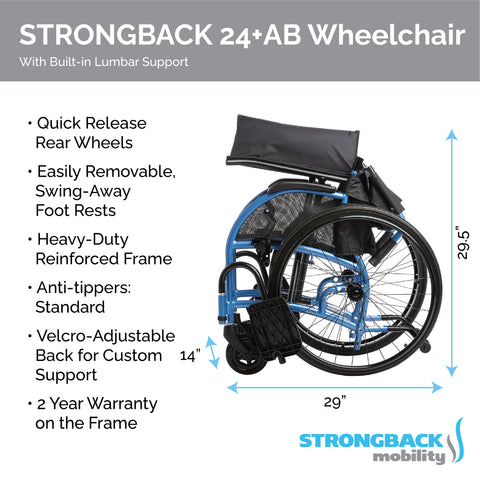 STRONGBACK 24+AB Wheelchair | Lightweight and Adjustable