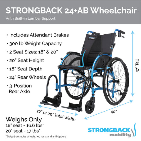 STRONGBACK Comfort : 24+AB Wheelchair